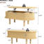 Table basse à plateau relevable avec panneaux cannelés, couleur naturelle, support hydraulique stable pour la table de la maison, rangement Mid-Century moderne, compartiments cachés
