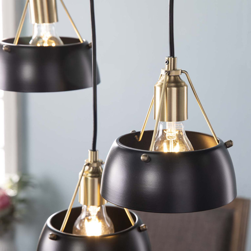 Luminaire suspendu grappe 3 lumières Renmarco, Noir, Noir