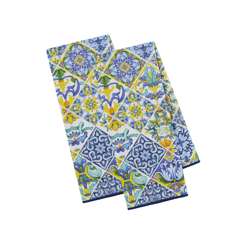  Washed Waffle Dishtowel Set/2, Yarrow Yellow
