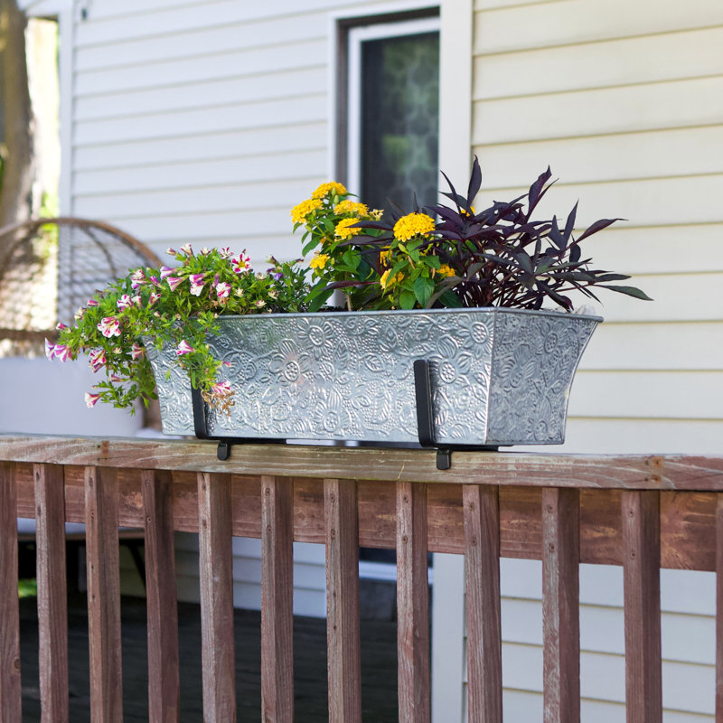 Handmade Metal Railing Planter, Galvanized Steel