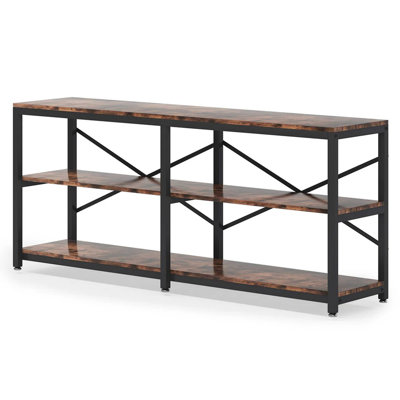 Farmhouse Style 3-Tier Console Table and Multi-Use Storage Bookshelf
