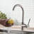 Stainless Steel Kitchen Sink Faucet - Single Handle, Brushed Nickel, Build Ceramic Cartridge