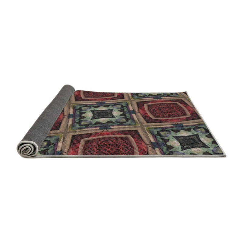 Tapis rouge / bleu Power Loom, Rond 5 pi