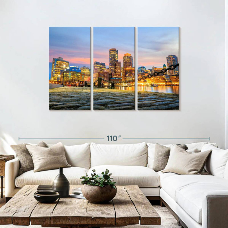 Lumières du port de Boston, H 48 po x l 74 po