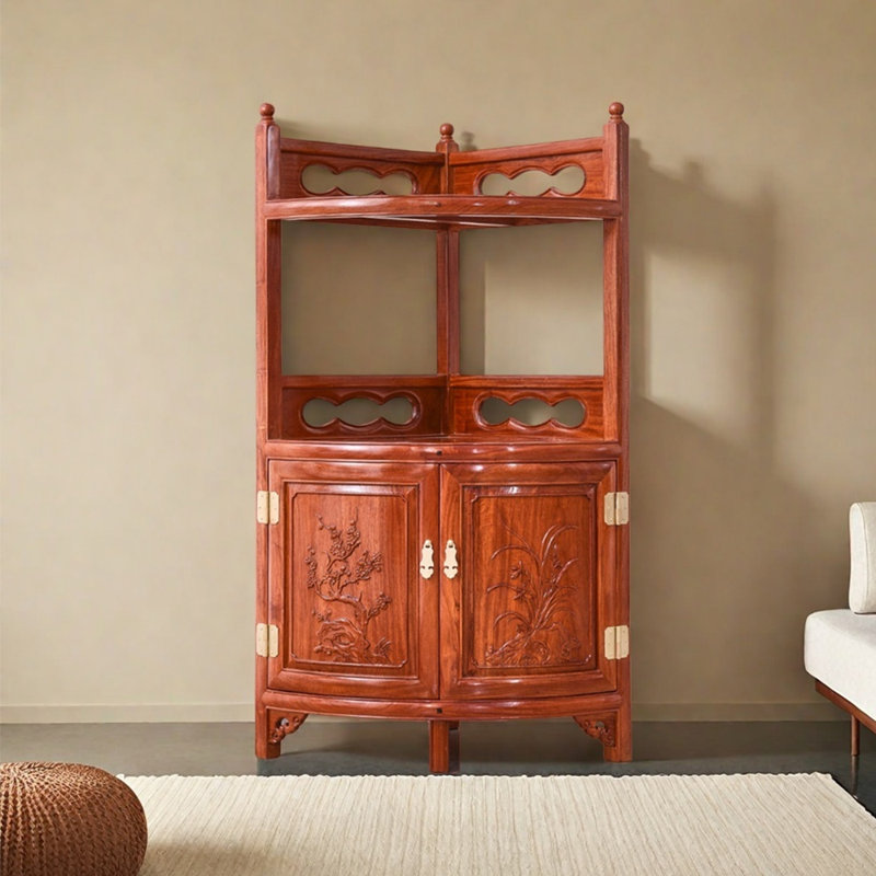 Chinese Style Corner Small Bookcase