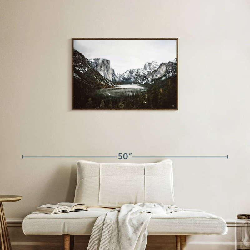 Yosemite Winter Magic, Cadre flottant noyer, 31 po x 21 po
