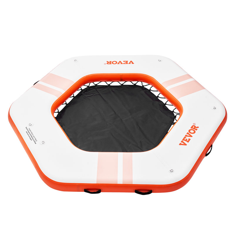 8.5FT Inflatable Dock Platform with 5FT Trampoline Mesh Pool with Portable Bag & Detachable Ladder