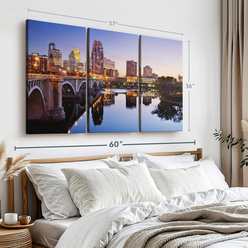 «Cityscape Of Minneapolis», 3 pièces, H 36 po x l 57 po