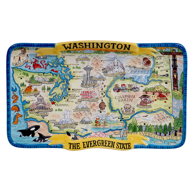 Certified International Florida Souvenir Rectangular Platter 13" X 8", Washington