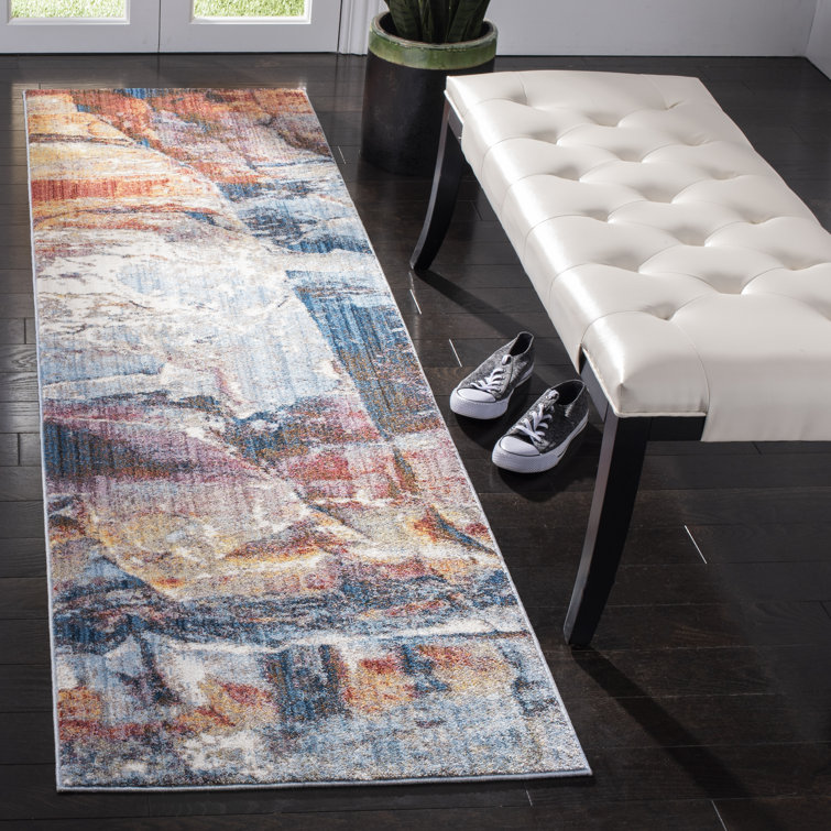Tapis abstrait bleu / rouge Massad