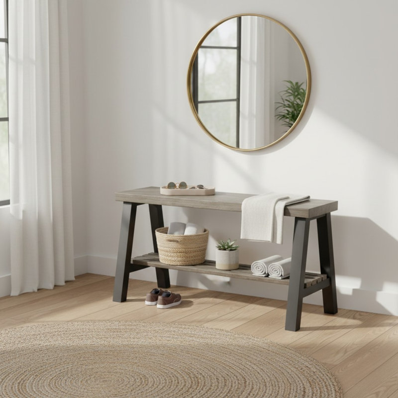 Banc de rangement Daigo, Gris / Noir
