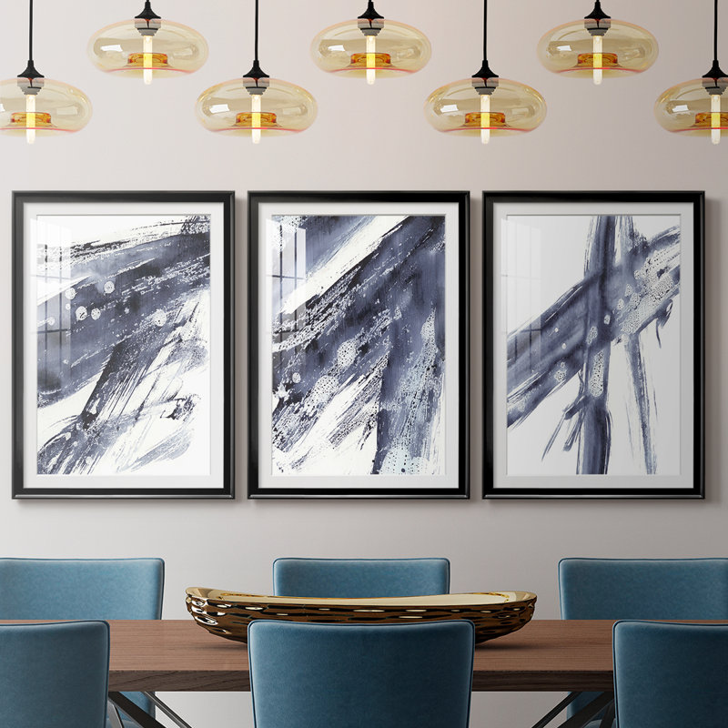 Directionality I  -Custom Framed  Premium Print W Matt - 3 Pieces, Black, 21" H x 30" W
