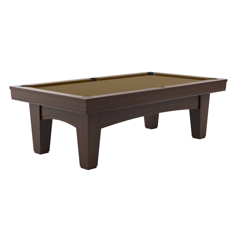 Table de billard de 8 pi Brunswick Winfield - Bois franc massif avec placage de chêne blanc, ardoise de 1 po, viseurs de rail martelés à la main, poches de chute et ensemble de jeu complet, feutre brun et finition espresso