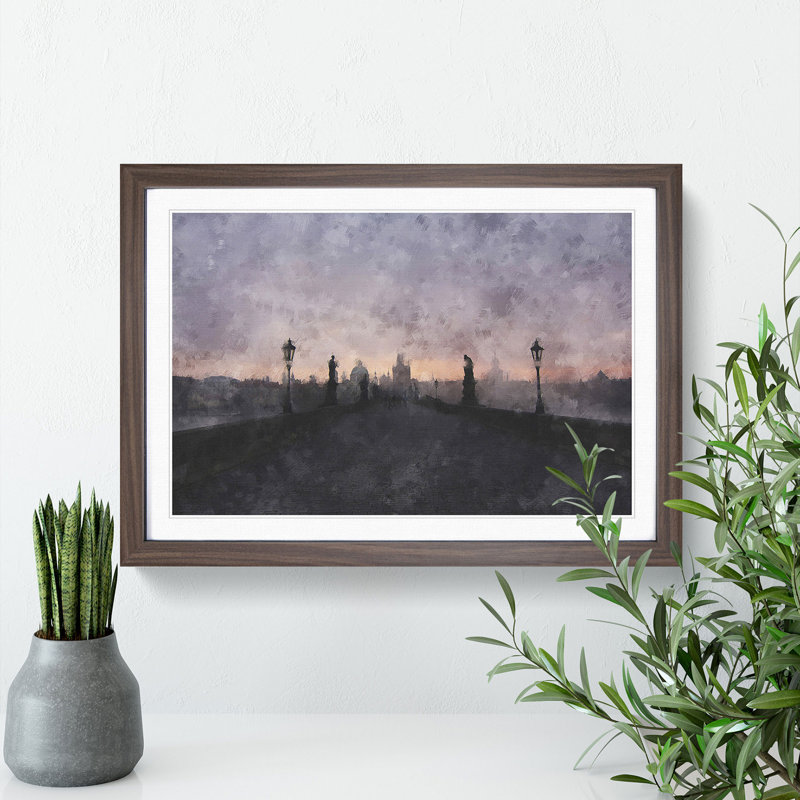 Charles Bridge in Prague Vol.2 - Framed Print, 48cm H x 65cm W x 2cm D, Walnut Framed