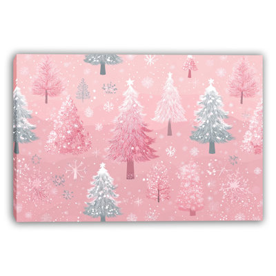 «Snowy Pink Pines», art mural sur toile tendue