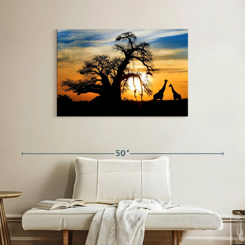 Brampt African Sunset Giraffes, 26" H x 39" W