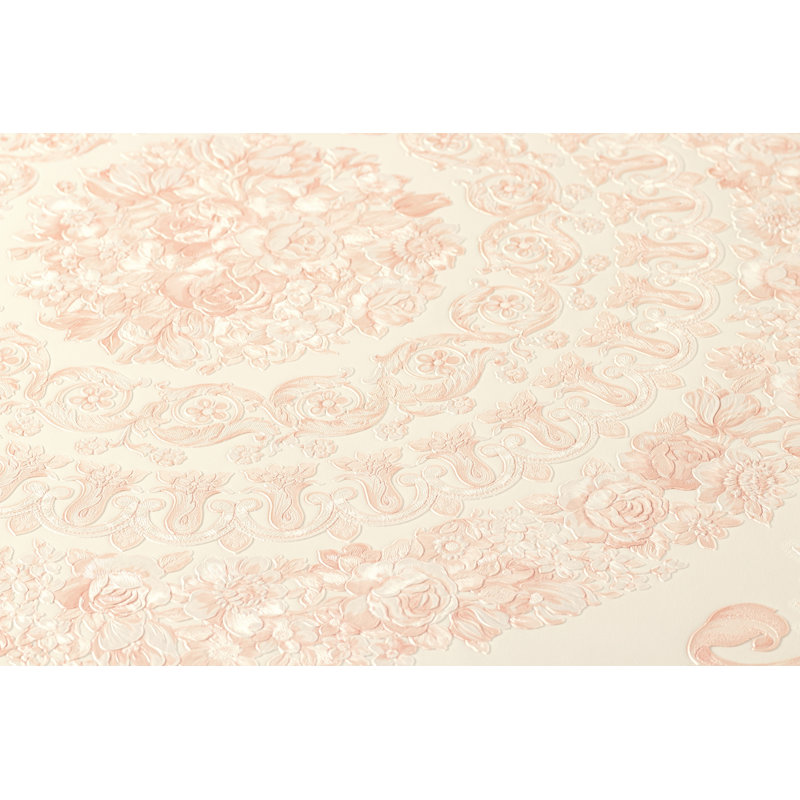 10.05m x 70cm Wallpaper Roll, Metallic/White/Pink