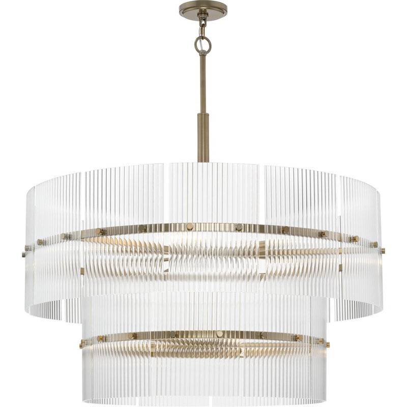 Lustre contemporain à neuf lumières, Or doux