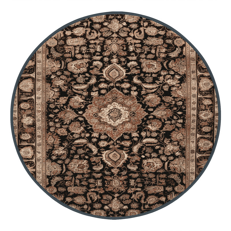 Tapis brun lavable à la machine, Rond 3 pi