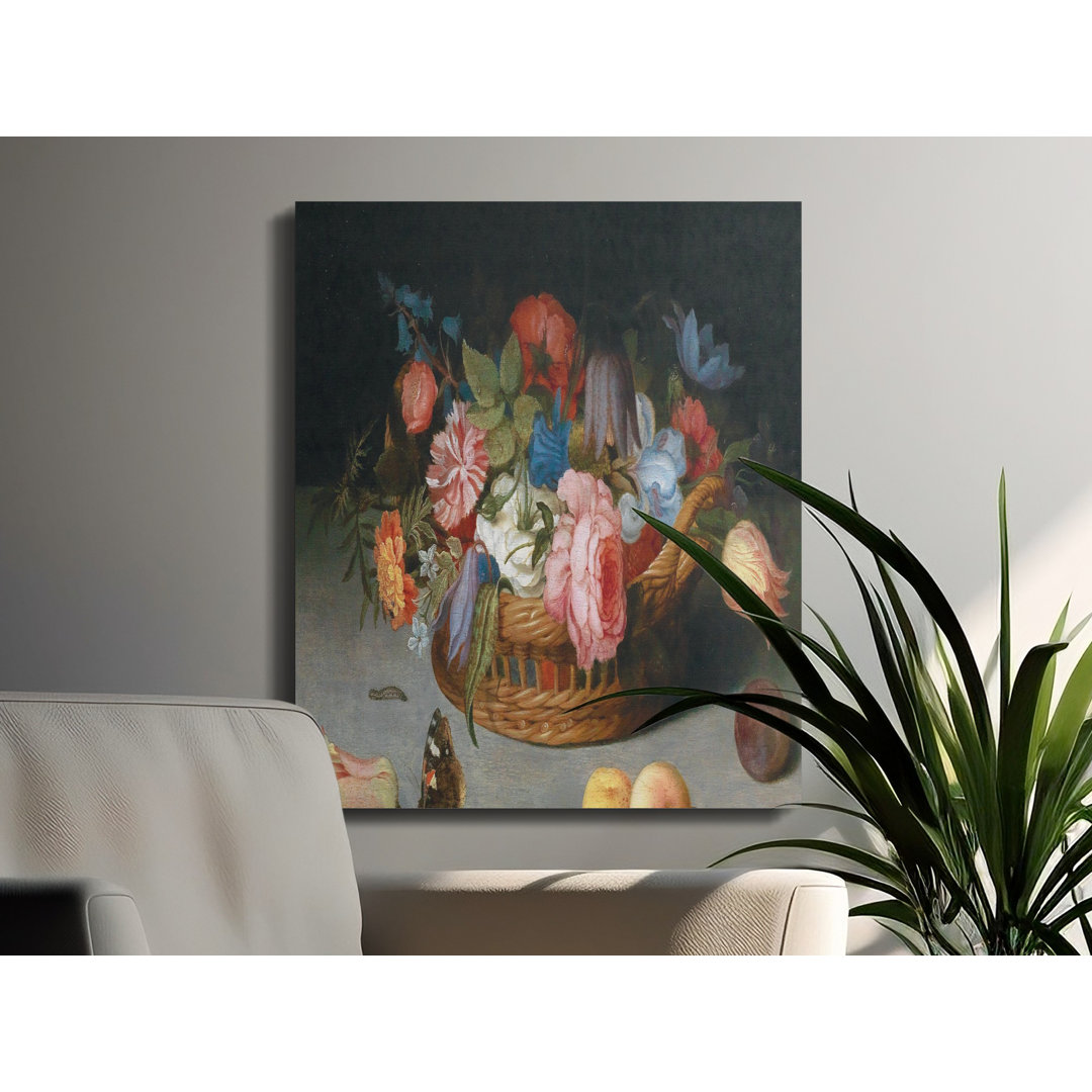 Floral Still Life Canvas Wall Art, Vintage Flowers Basket Print, Gallery Wrapped, Ready to Hang, Archival Quality, Statement Piece, Home