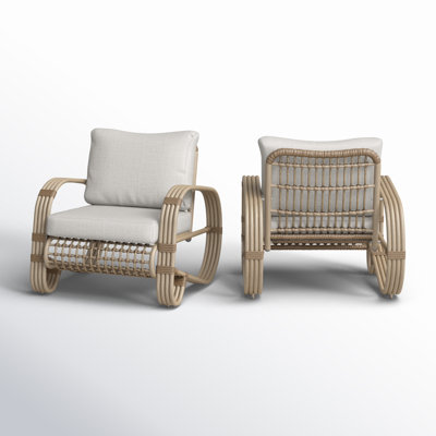 Romare Rattan Conversation Patio Chair with Cushions