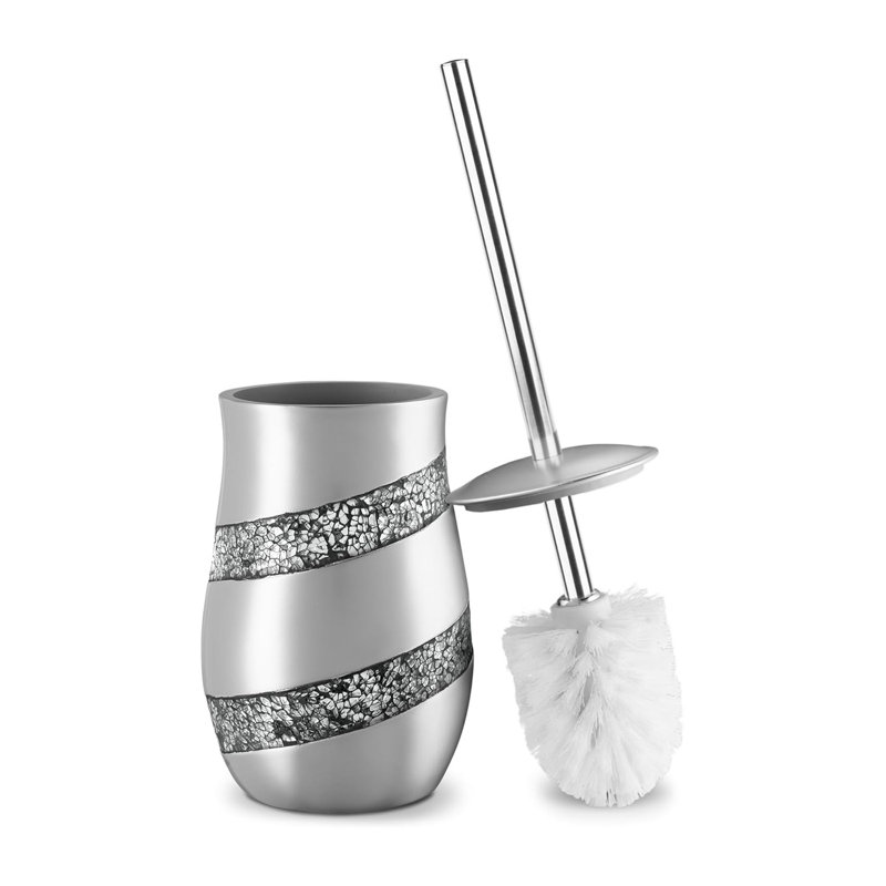 Toilet Brush And Holder Set,Sturdy Stainless Steel,Gray And Silver