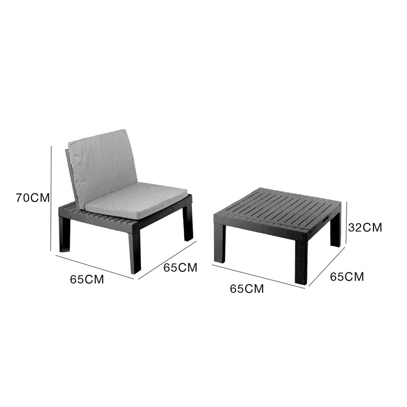 Huxon 2 - Person Patio Dining Set Square Table with Cushions Included, Antracite