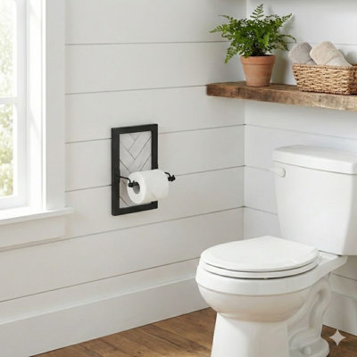 Modern Farmhouse Black and White Wall Mount Toilet Paper Holder