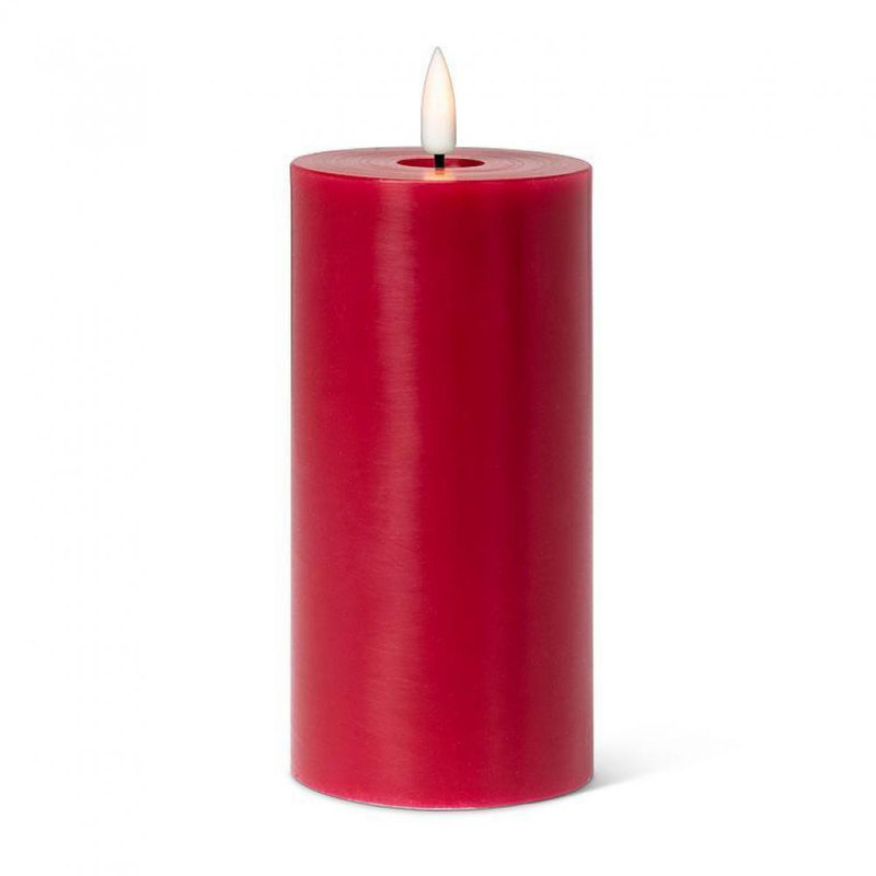 Unscented Flameless Candle, 6" H x 3" W x 3" D, Red, 1