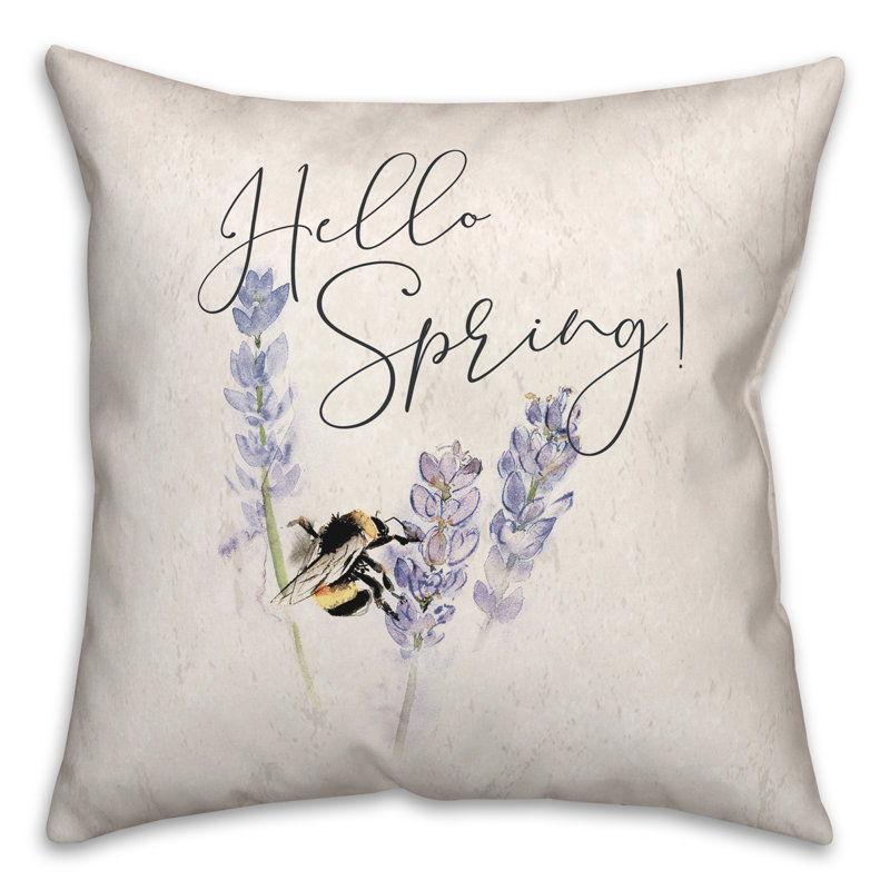  Hello Spring Bee Square Pillow Cover & Insert