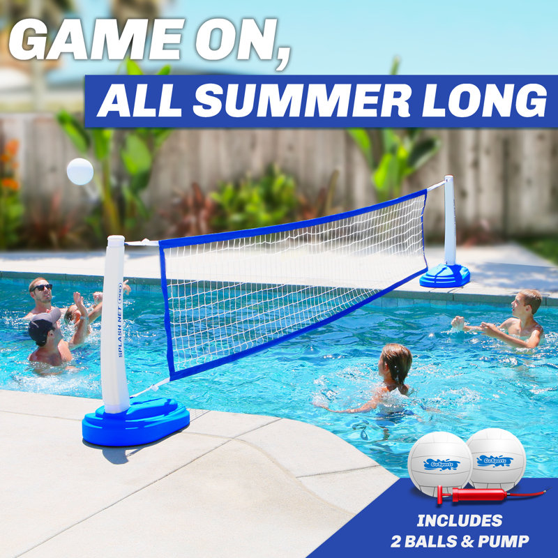 Filet de volleyball de piscine GoSports Splash Net PRO - Comprend 2 ballons d'eau et une pompe, Bleu