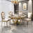 Light luxury artificial marble round dining table-102782712