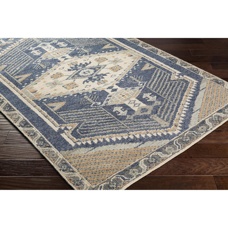 St Moritz Hand Knotted Area Rug in Blue, Rectangle 10' x 14'