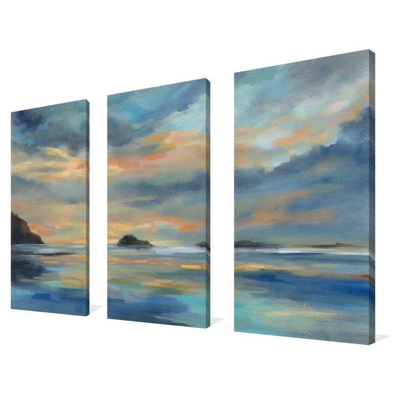 «Pacific Sunset», ensemble de 3 toiles tendues, H 32 po x l 48 po x P 0,75 po
