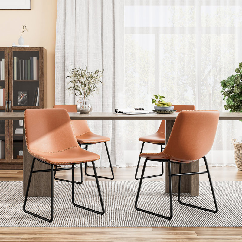 Chaise rembourrée en similicuir Ipke, Brun
