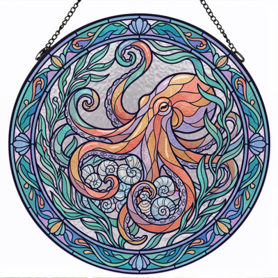 Panneau de vitrail Octopus Design - 7,8H