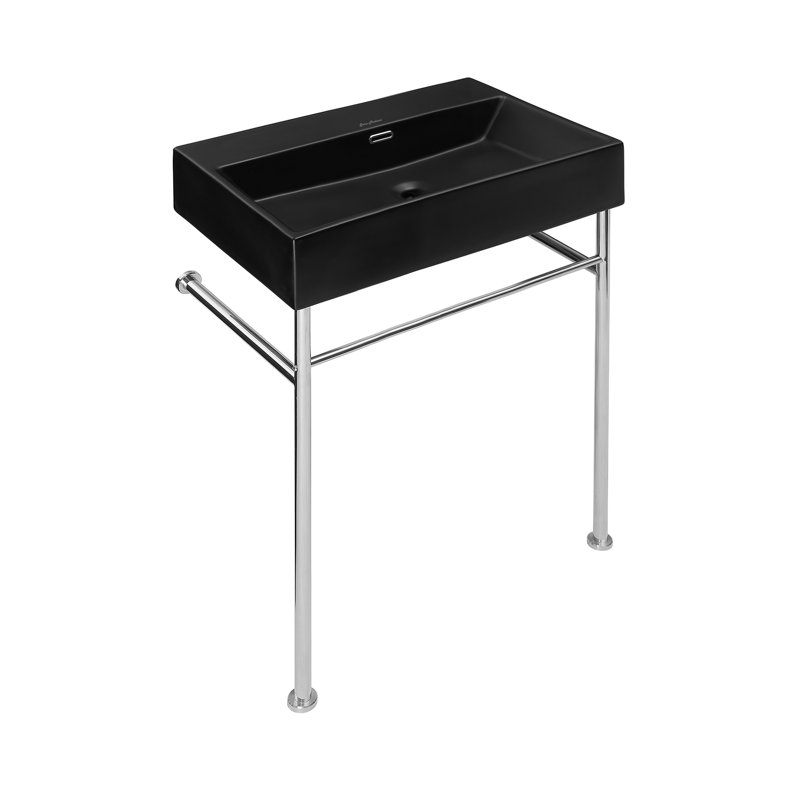 Lavabo console rectangulaire à trous zéro 24 "avec pieds Claire, Chrome poli