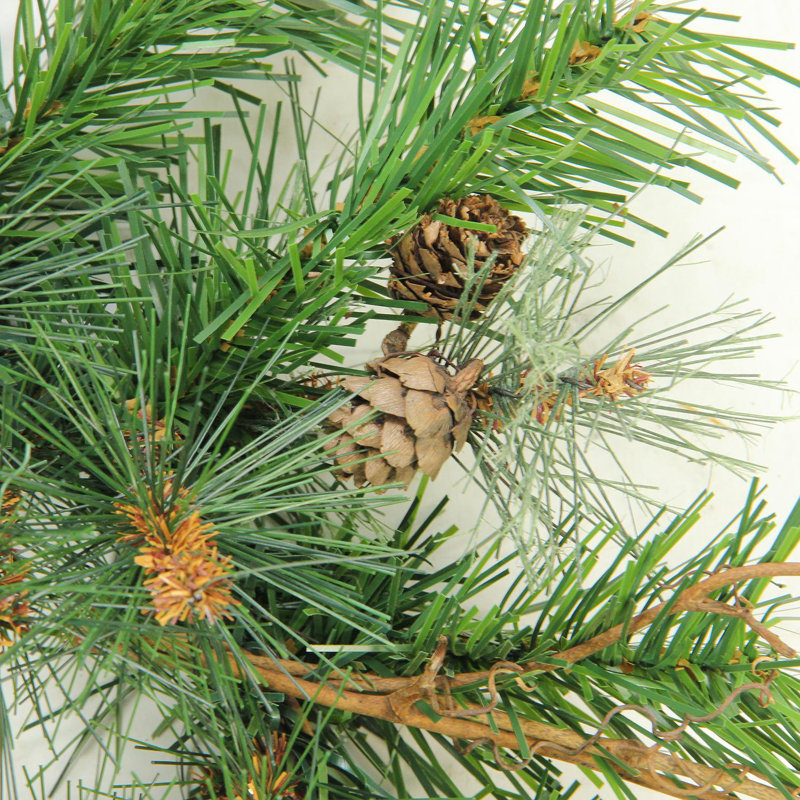 24" Green Pine and Grapevine Christmas Wreath