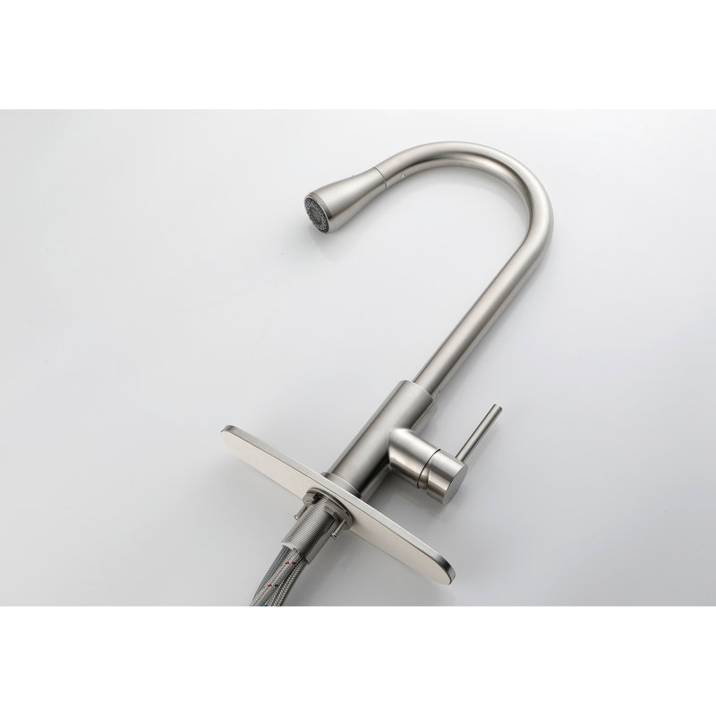 Robinet de cuisine escamotable en acier inoxydable, nickel brossé, 3 modes de sortie, robinet avec options d'eau, élégant
