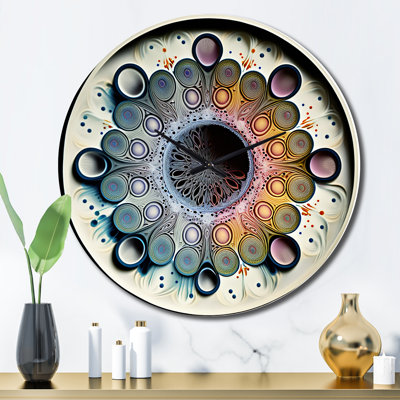 Horloge murale en métal Soft Colored Cymatics Mandala IV