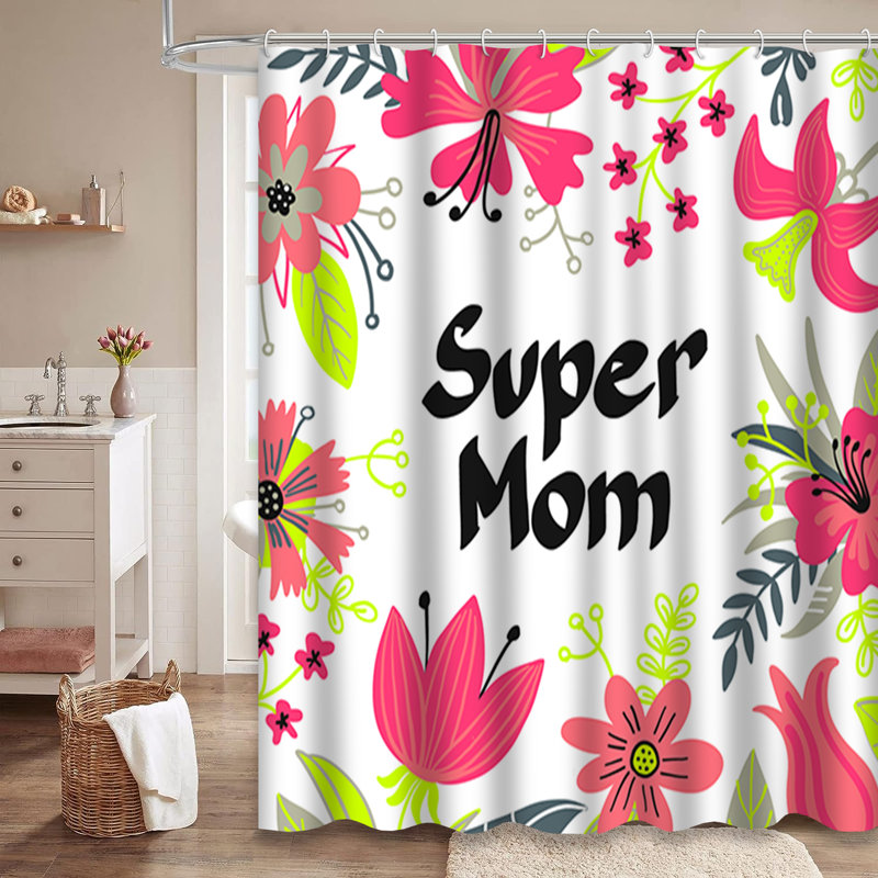 Rideau de douche avec 12 crochets Super Mom Mother's Day, L 72 po x l 72 po