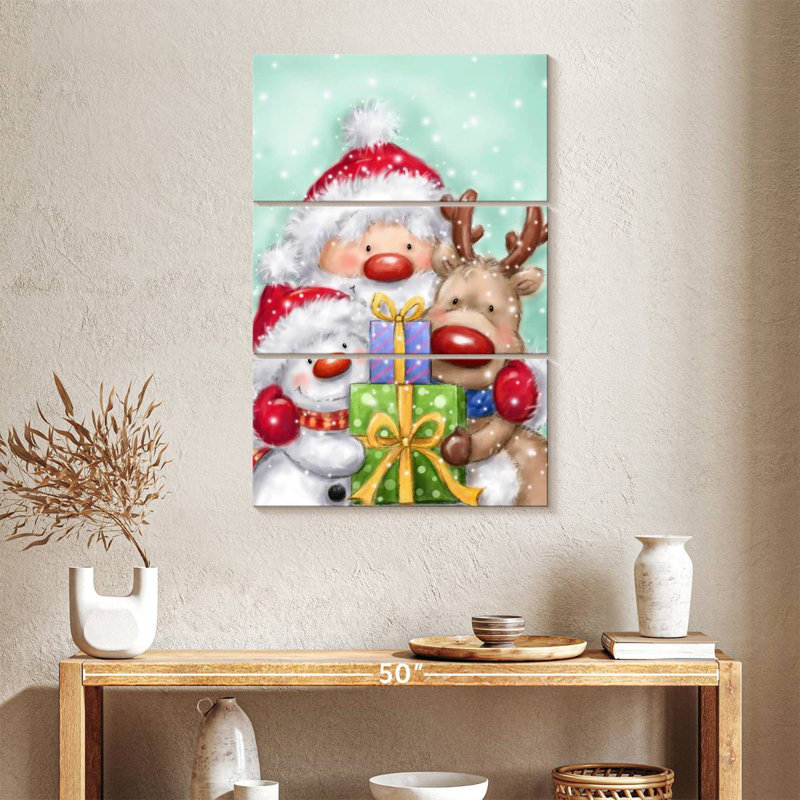 Lelend père Noël et bonhomme de neige, H 38 po x l 24 po
