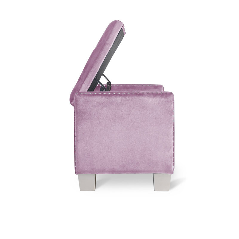 Chuichu Velvet Upholstered Storage Bench, Pink
