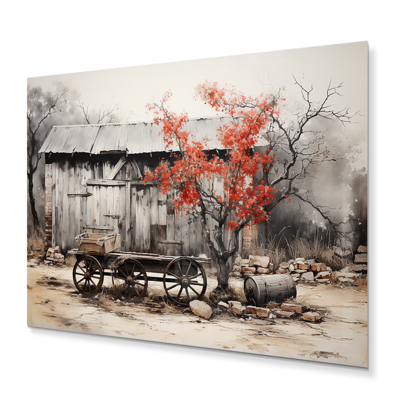 Grange rustique élégance I - Décoration murale en métal maison de campagne, H 30 po x l 40 po