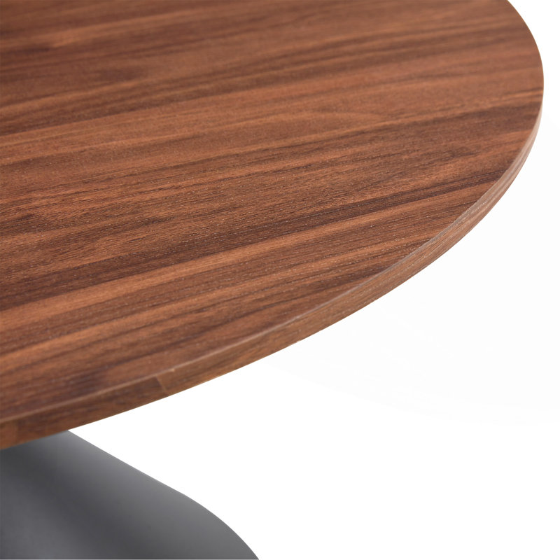 Ensemble de 2 tables basses rondes avec plateau en bois d'aspect wulnut et base en acier noir
