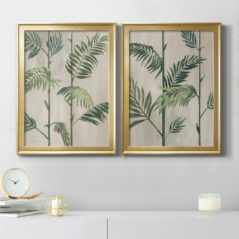 Modern Fronds I - 2 pièces, Or, H 18,5 po x l 49 po x P 1,5 po