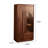 35.83" Black Walnut Solid Wood Wine Cabinet, Glass-Door Storage Display Cabinet for Living Room