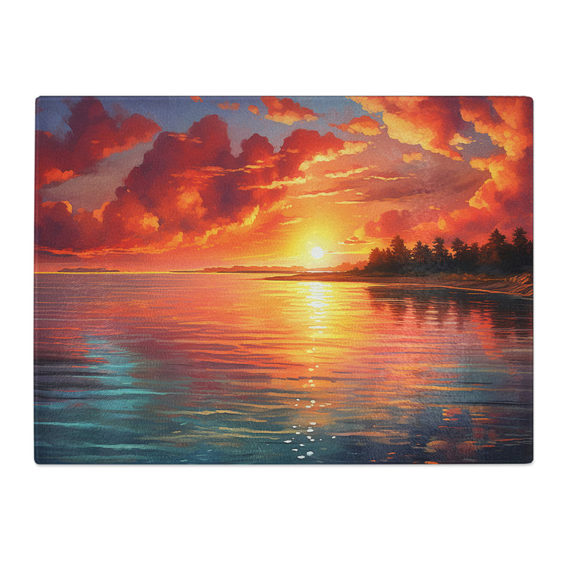Sunset Photograph 8K  Glass Chopping Board