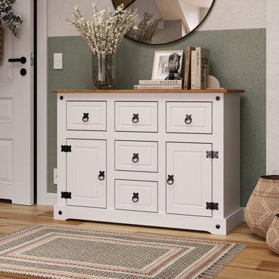Millwood Pines Odelie Farmhouse Buffet Cabinet Sideboard with Storage Drawers and Doors, Kitchen Credenza, Dining Room Server Cupboard