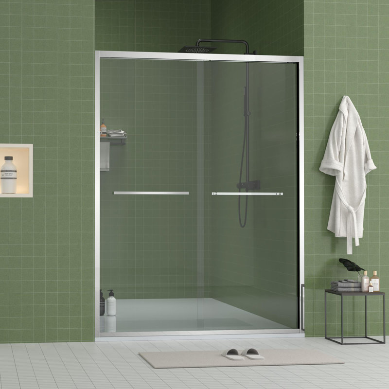 Porte de douche coulissante double à cadre en aluminium 56-60 "x70"